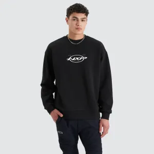 Tracery Heavy Relaxed Jumper Jet Black