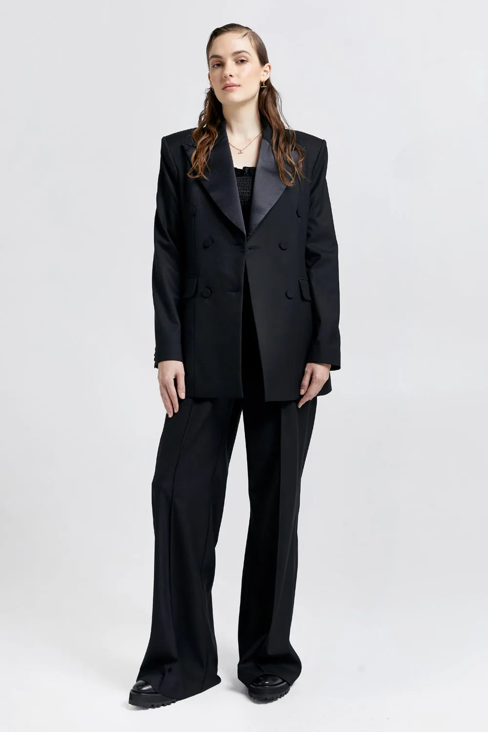 Tuxedo Double Breasted Blazer Black