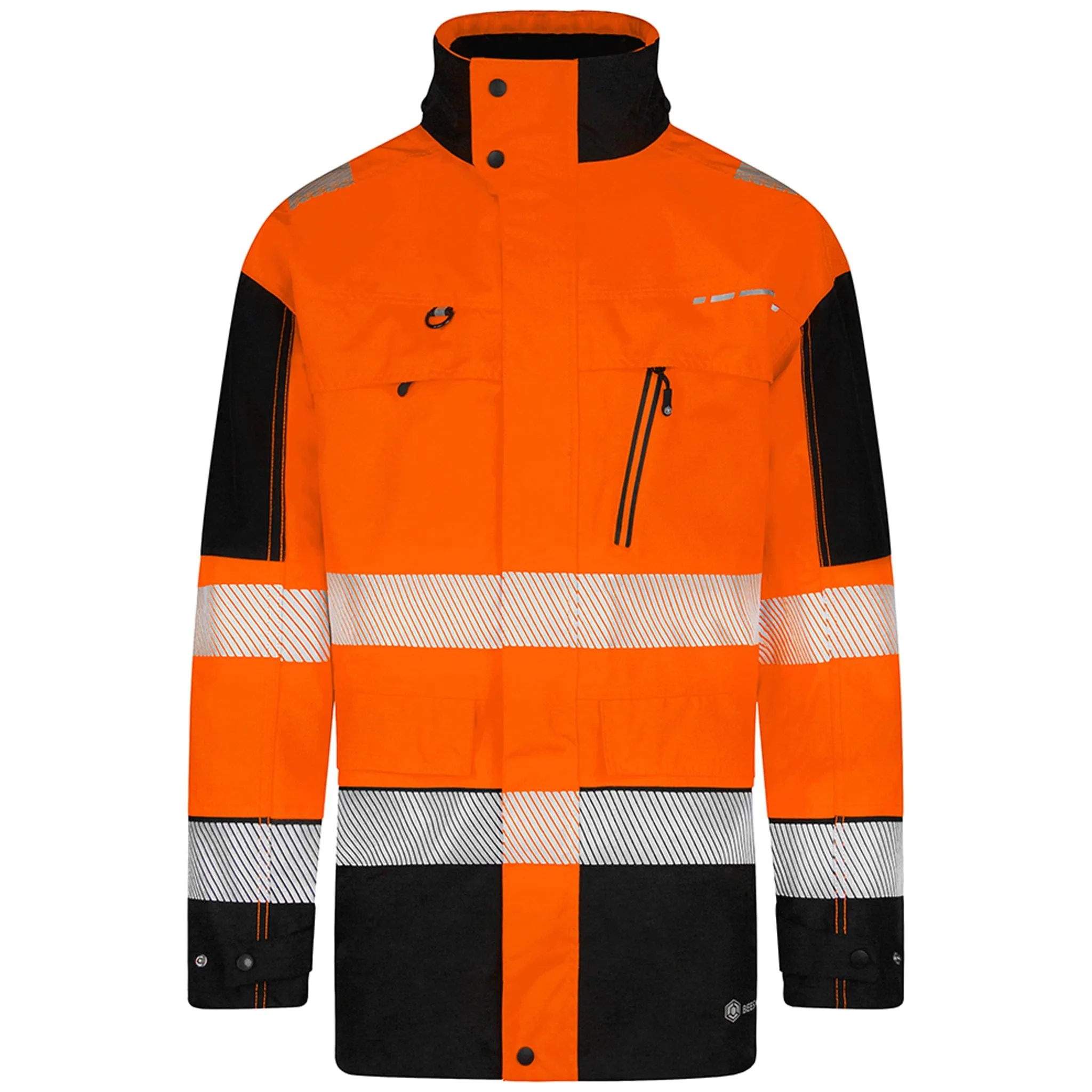 Two-tone Ripstop Breathable And Waterproof Rail Jacket - Orange/Black