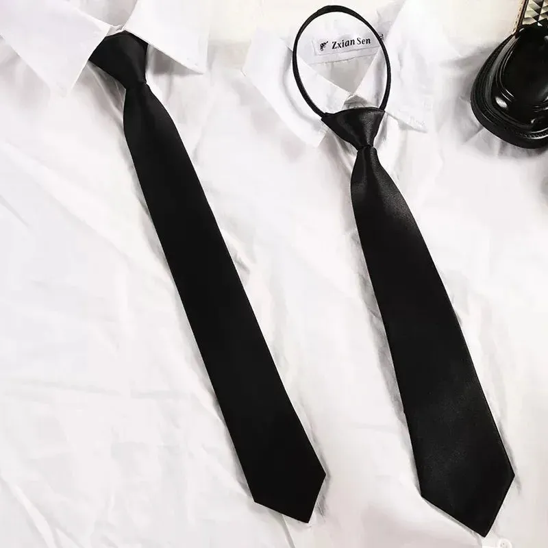 Unisex Black Clip-On Tie for Uniforms and Formal Attire - Matte Finish