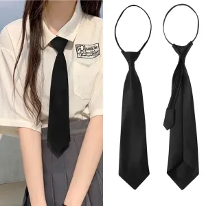 Unisex Black Clip-On Tie for Uniforms and Formal Attire - Matte Finish