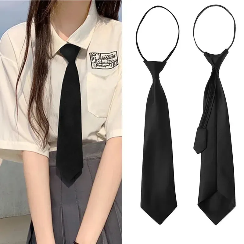 Unisex Black Clip-On Tie for Uniforms and Formal Attire - Matte Finish