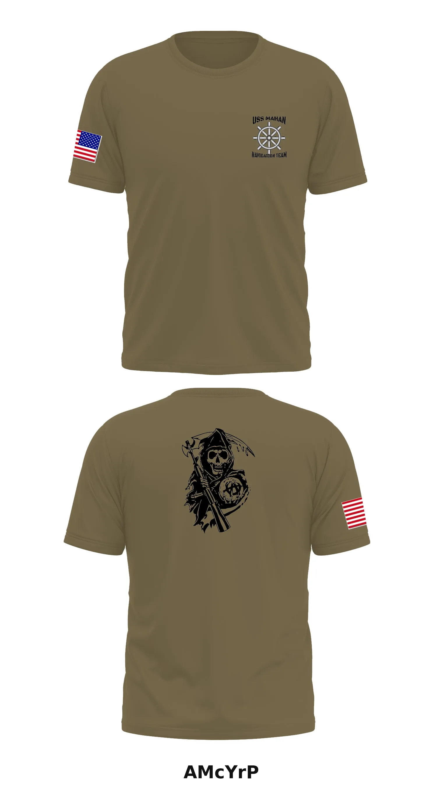 USS MAHAN Navigation Team Store 1 Core Men's SS Performance Tee - AMcYrP