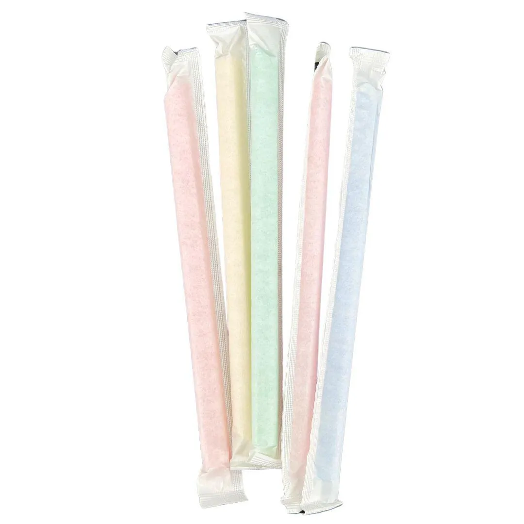 Value  - 8" - Case of 1000 Assorted Colours Plastic Straws- Bubble Tea- Sharp End - Paper Wrapped - 12 mm