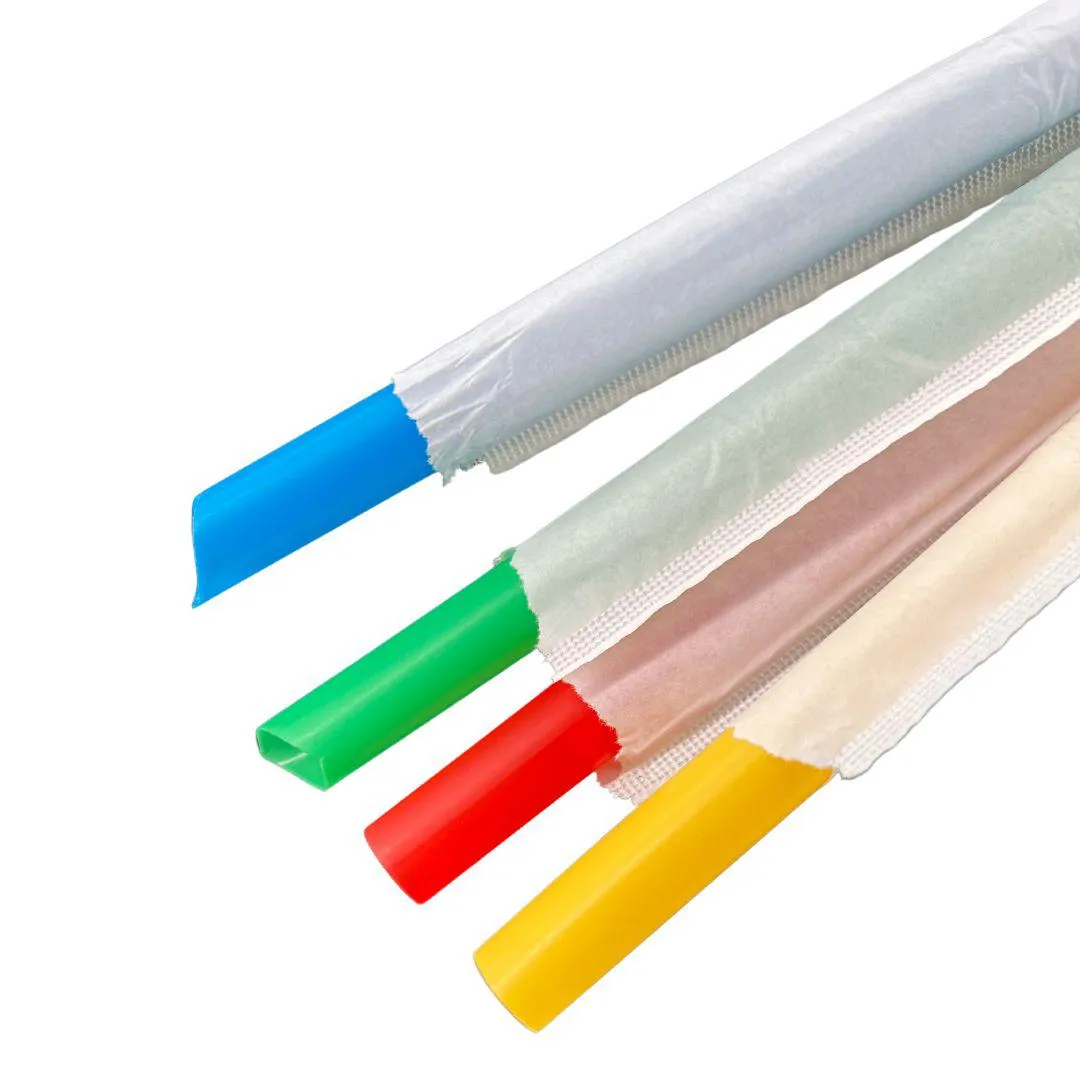 Value  - 8" - Case of 1000 Assorted Colours Plastic Straws- Bubble Tea- Sharp End - Paper Wrapped - 12 mm