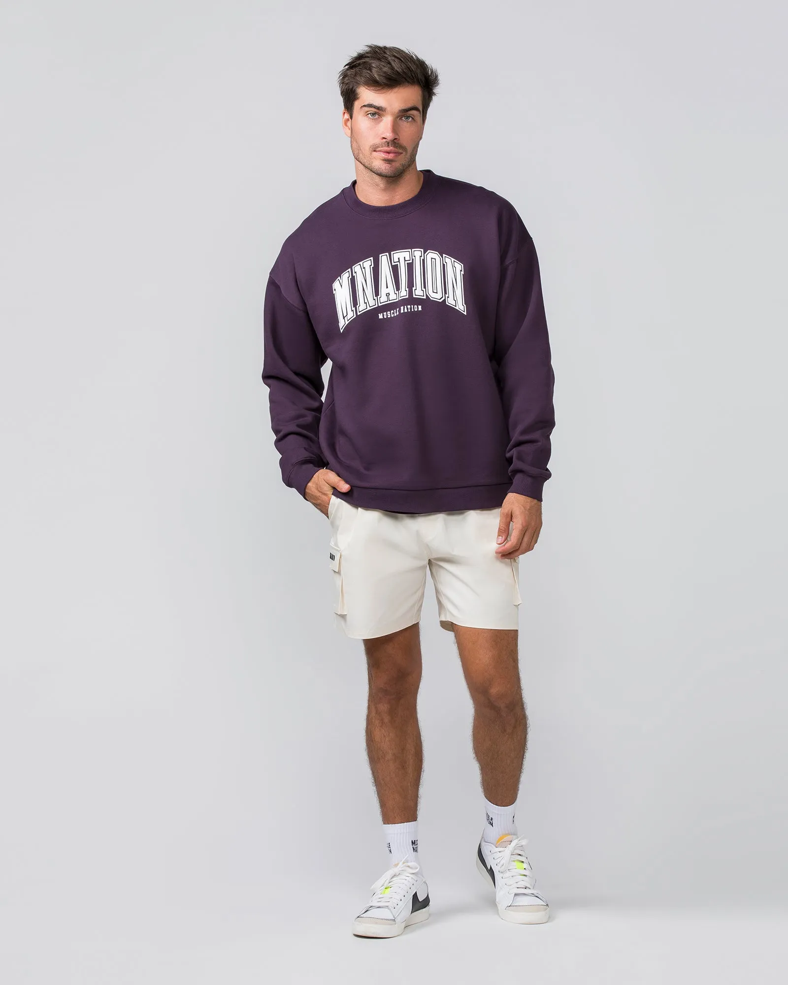 Varsity Crew Pullover - Midnight Plum