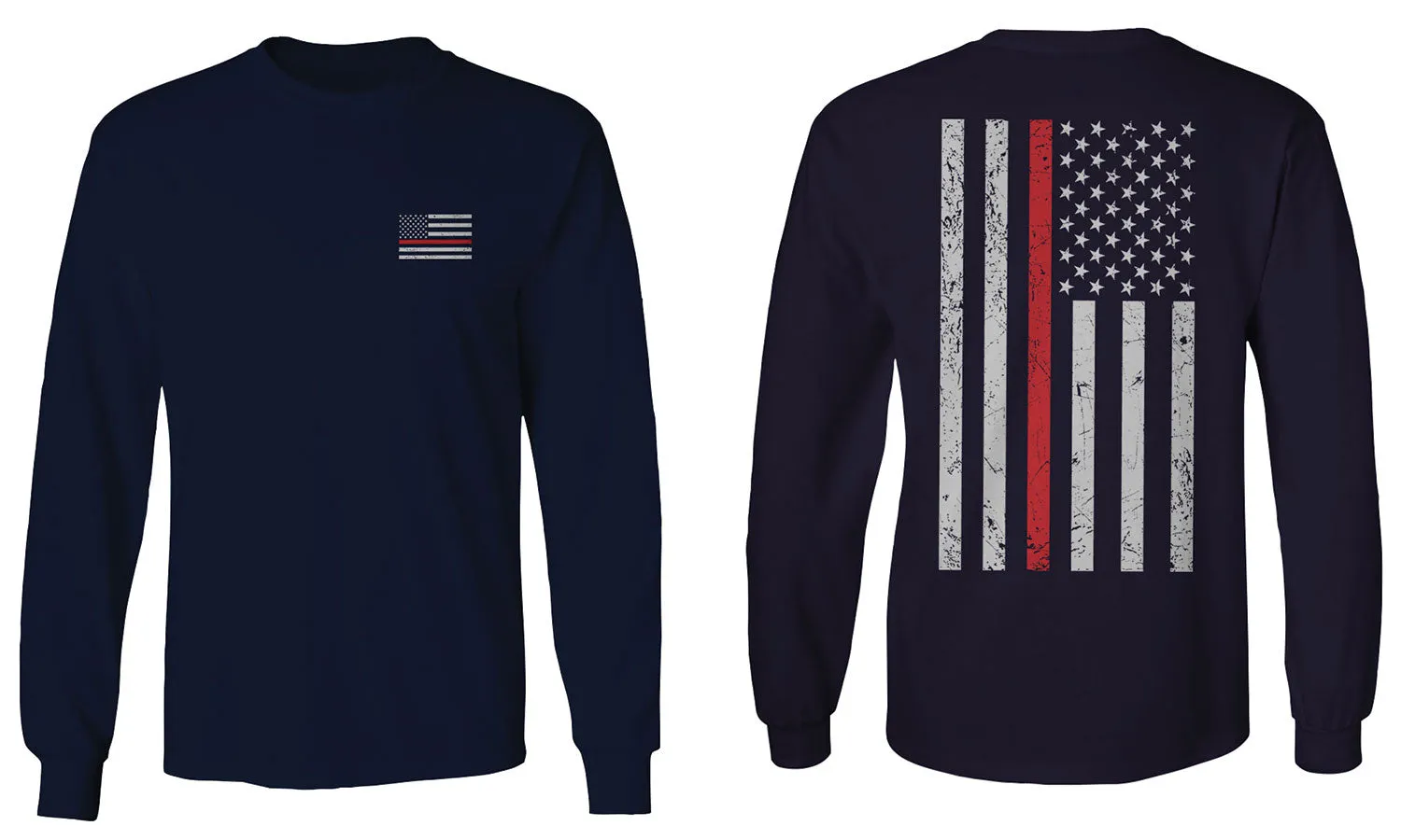 VICES AND VIRTUESS Firefighter Seal Support American Flag Thin Red Line Rescue USA mens Long sleeve t shirt