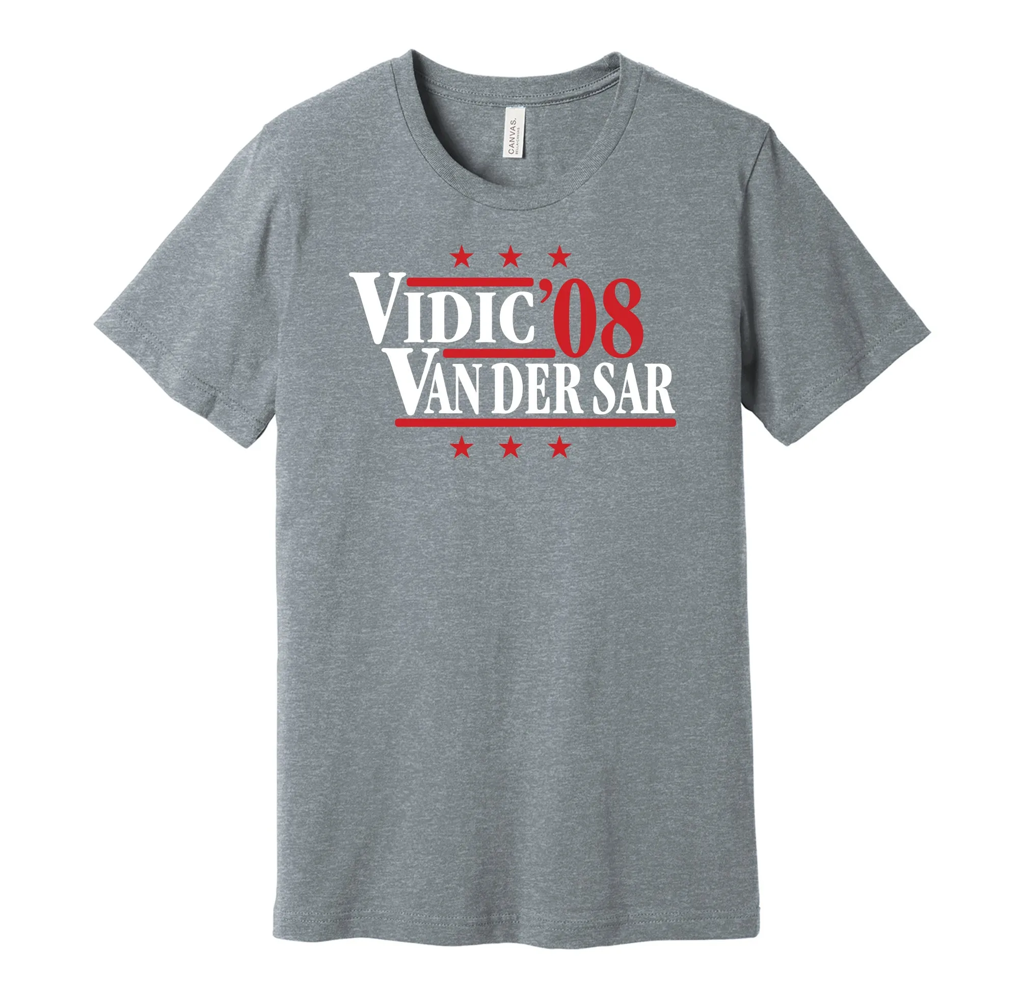 Vidic & Van de Sar '08 - Manchester Football Legends Political Campaign Parody T-Shirt - Hyper Than Hype Shirts
