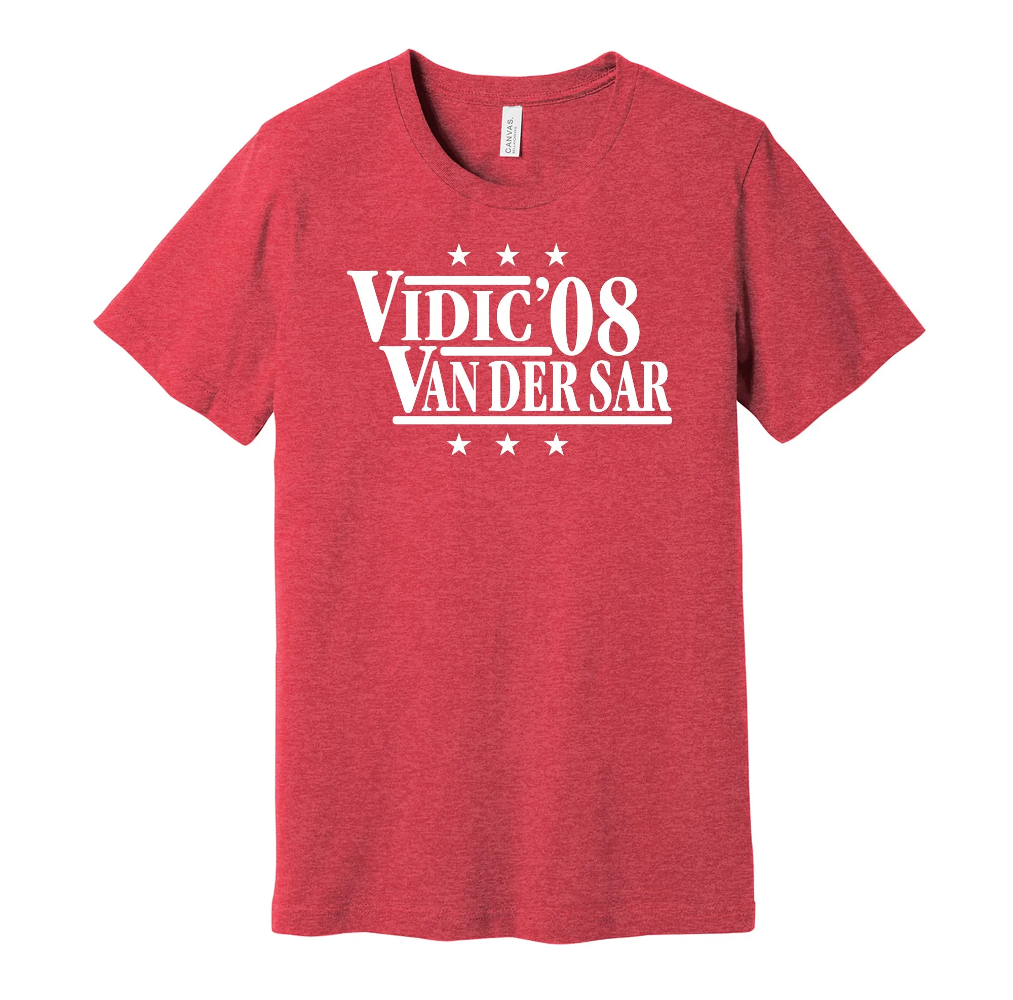 Vidic & Van de Sar '08 - Manchester Football Legends Political Campaign Parody T-Shirt - Hyper Than Hype Shirts