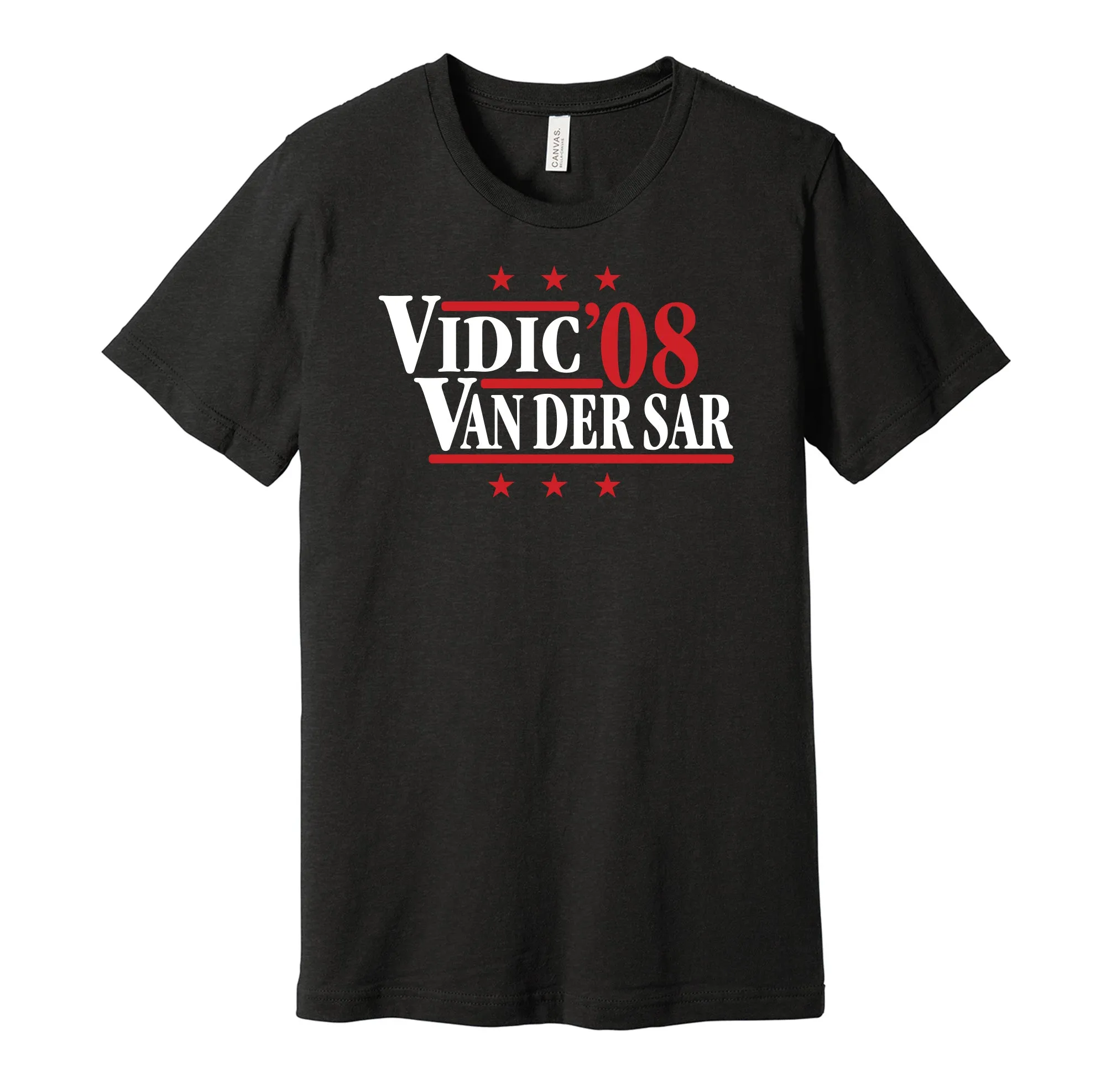 Vidic & Van de Sar '08 - Manchester Football Legends Political Campaign Parody T-Shirt - Hyper Than Hype Shirts