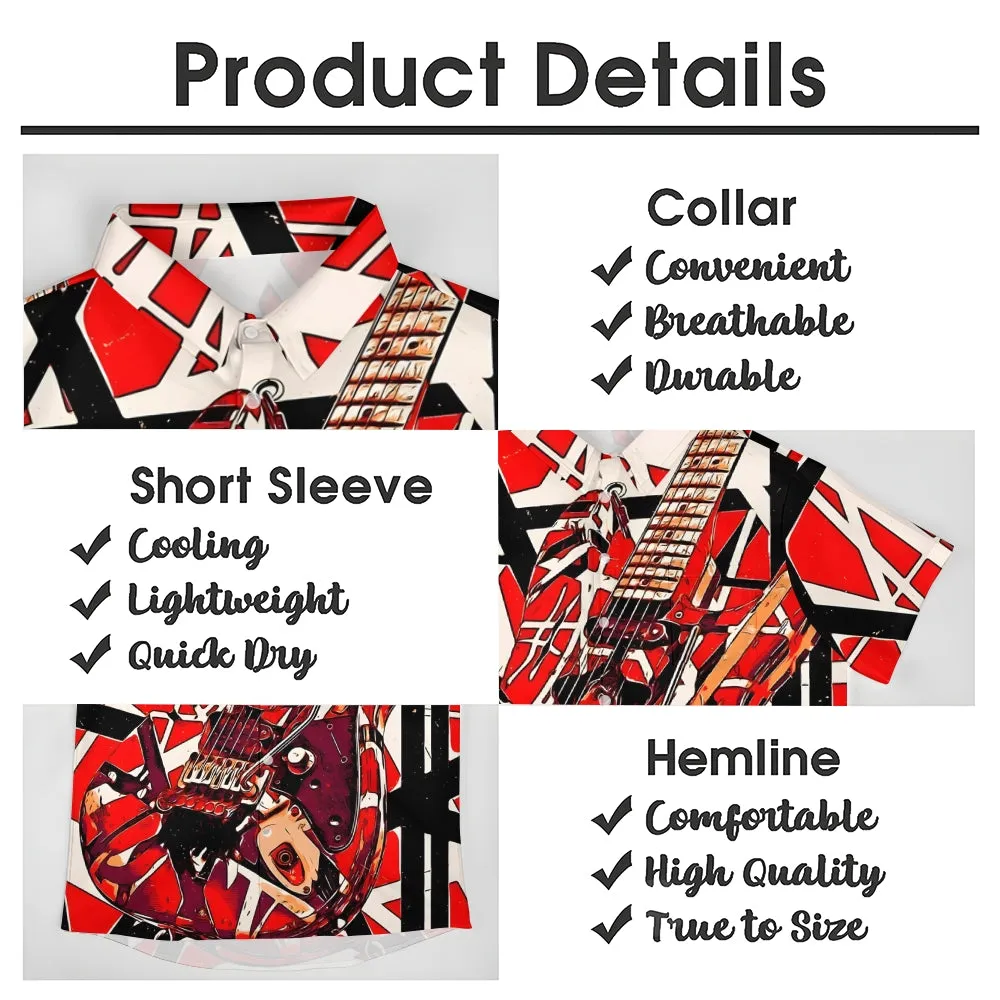 Vintage Classic Electric Guitar Frankenstrat Print Short Sleeve Shirt 2307100645