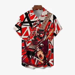 Vintage Classic Electric Guitar Frankenstrat Print Short Sleeve Shirt 2307100645