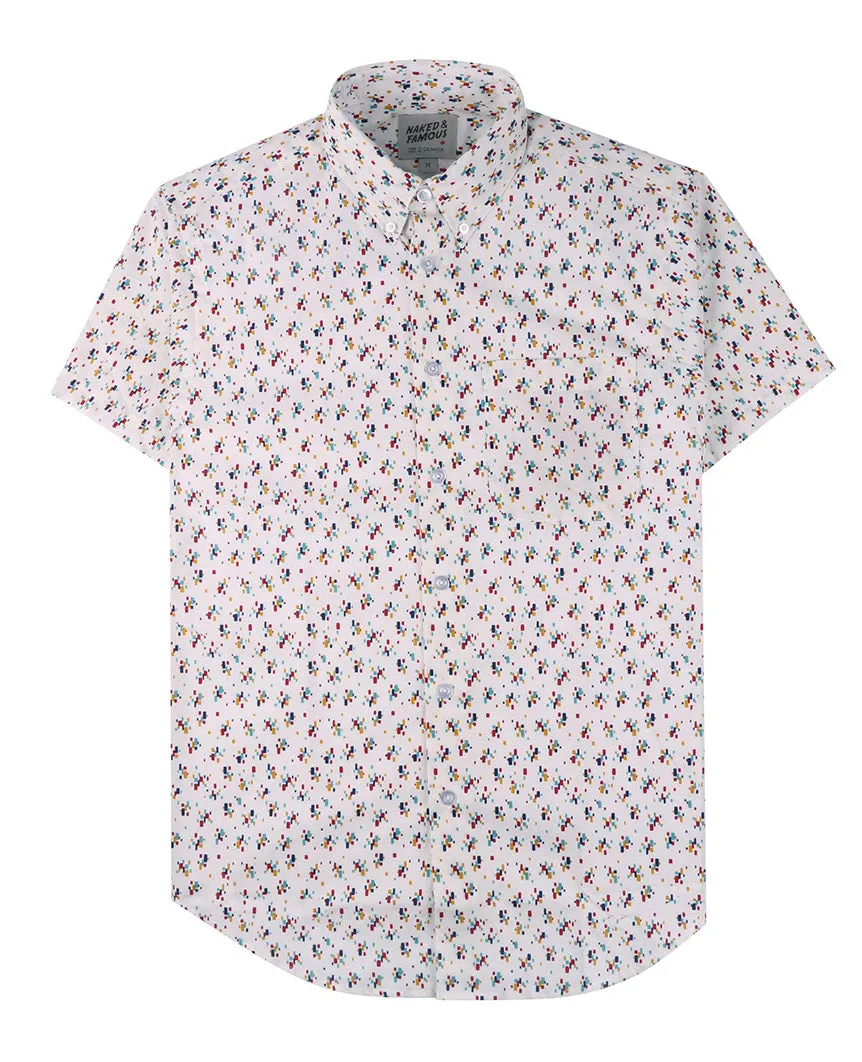 Vintage Mod Print Short Sleeve Easy  White