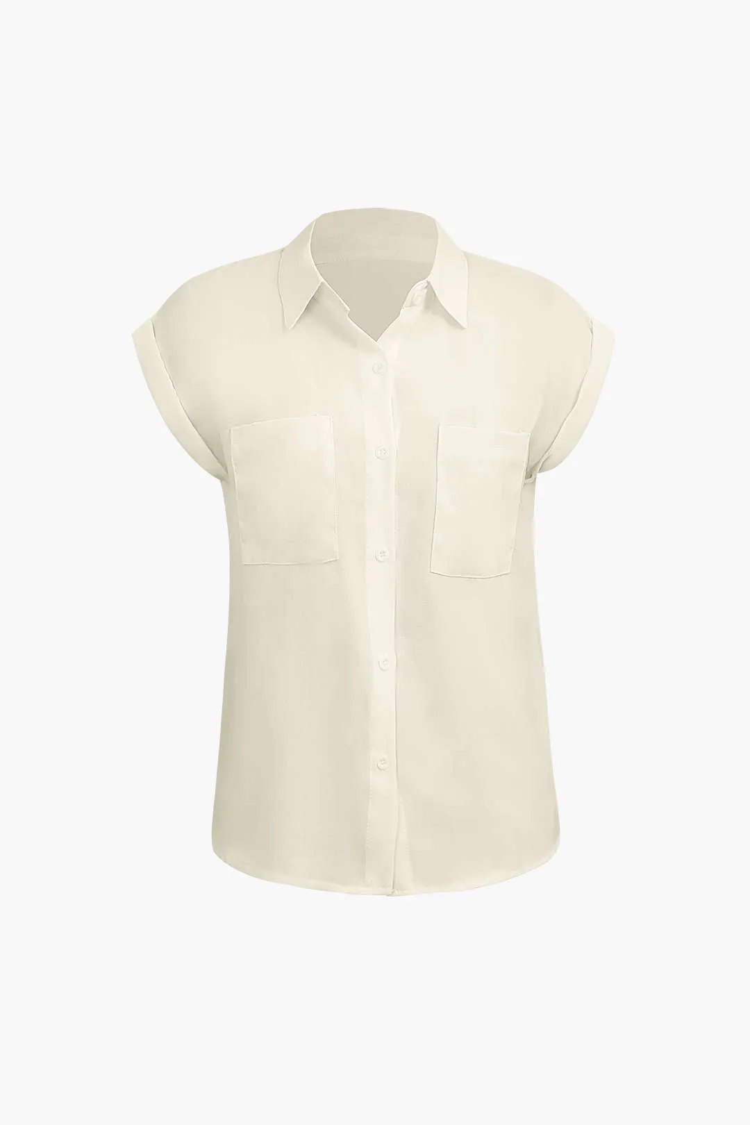 Vittoria - Minimalist Rolled Cuff Knotted Hem Woman's Shirt