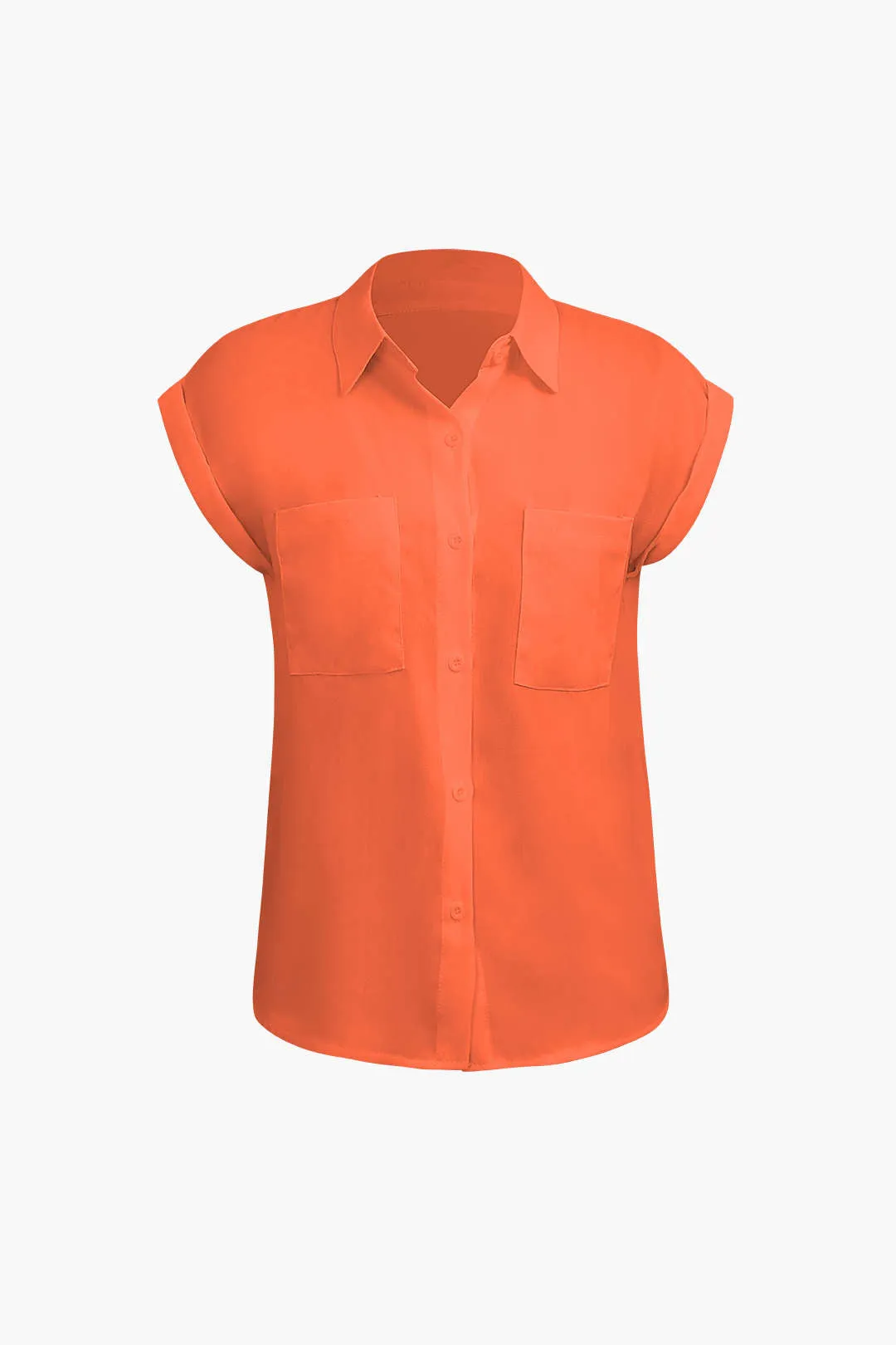 Vittoria - Minimalist Rolled Cuff Knotted Hem Woman's Shirt