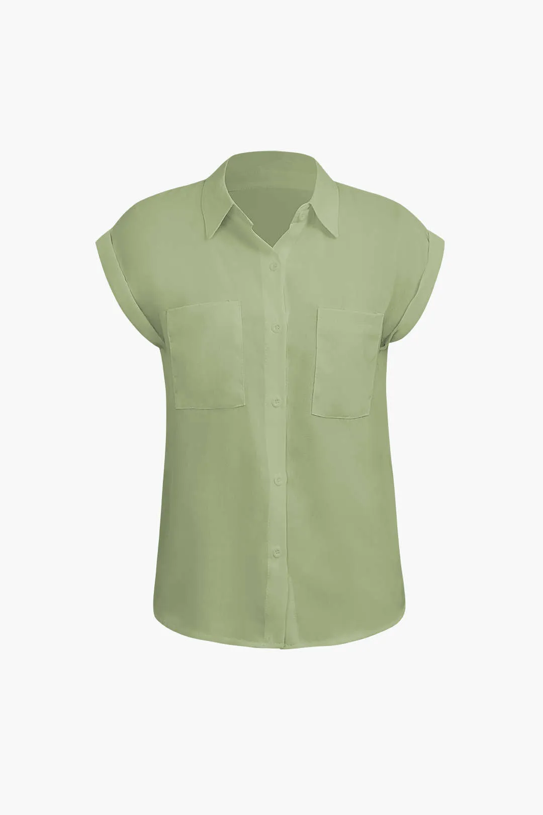 Vittoria - Minimalist Rolled Cuff Knotted Hem Woman's Shirt
