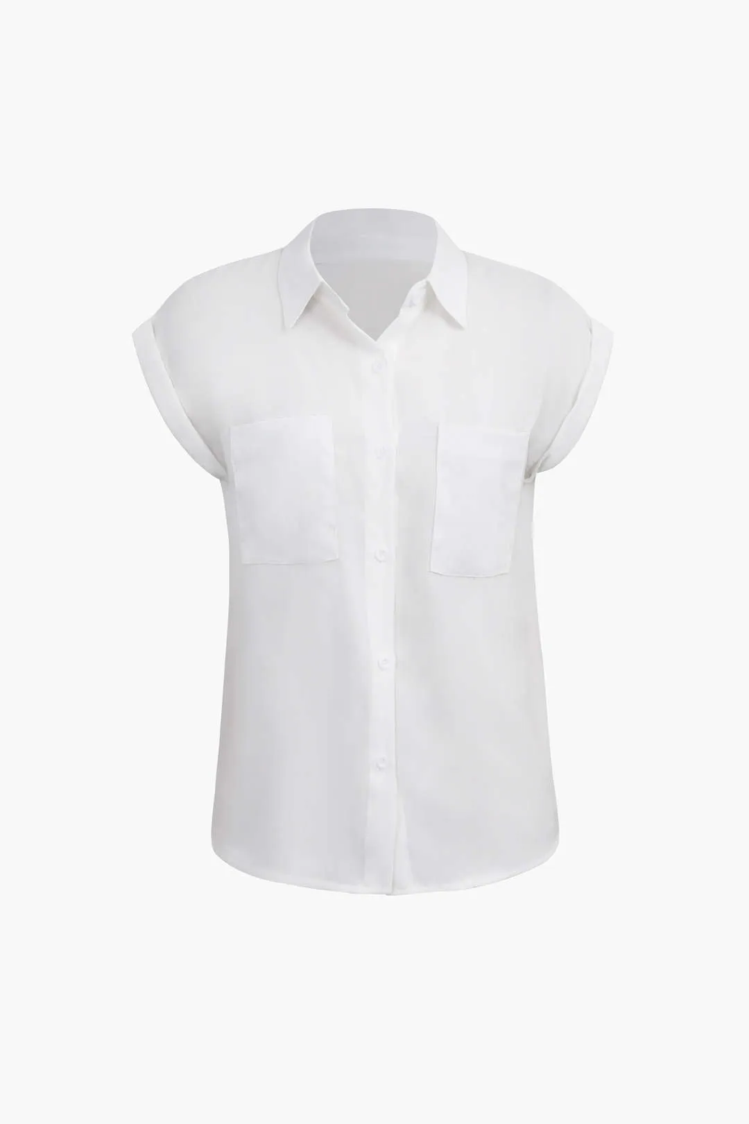 Vittoria - Minimalist Rolled Cuff Knotted Hem Woman's Shirt