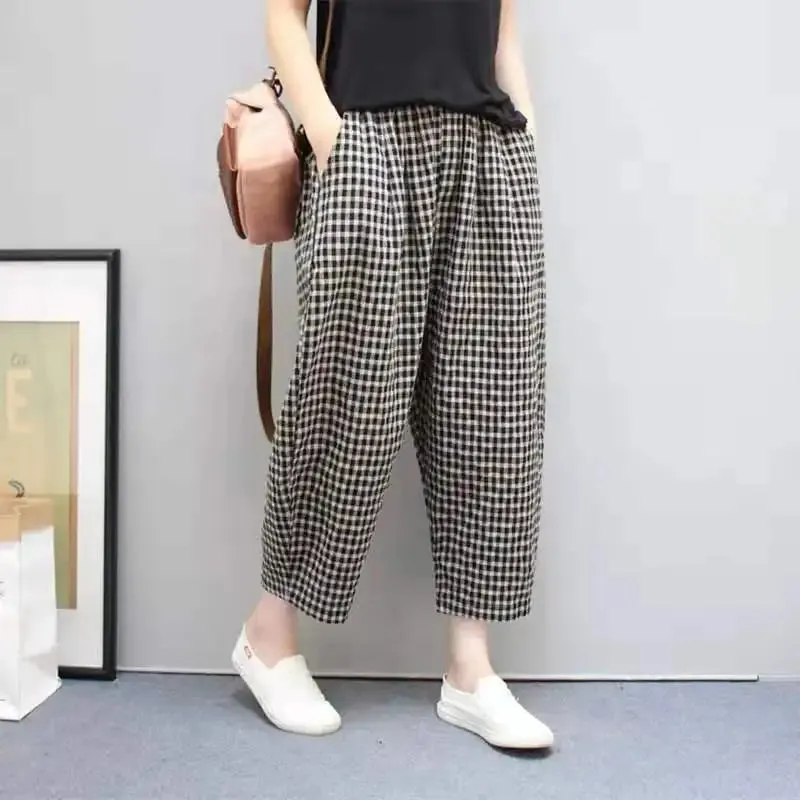 Wennyfred - Summer plaid fashion pants