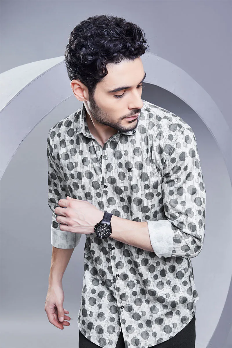 Werner Grey Geometric Printed Shirt
