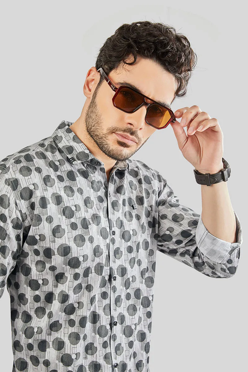 Werner Grey Geometric Printed Shirt