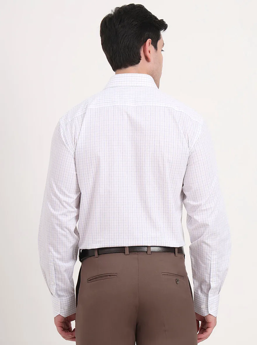 White & Blue Checked Regular Fit Formal Shirt | JadeBlue