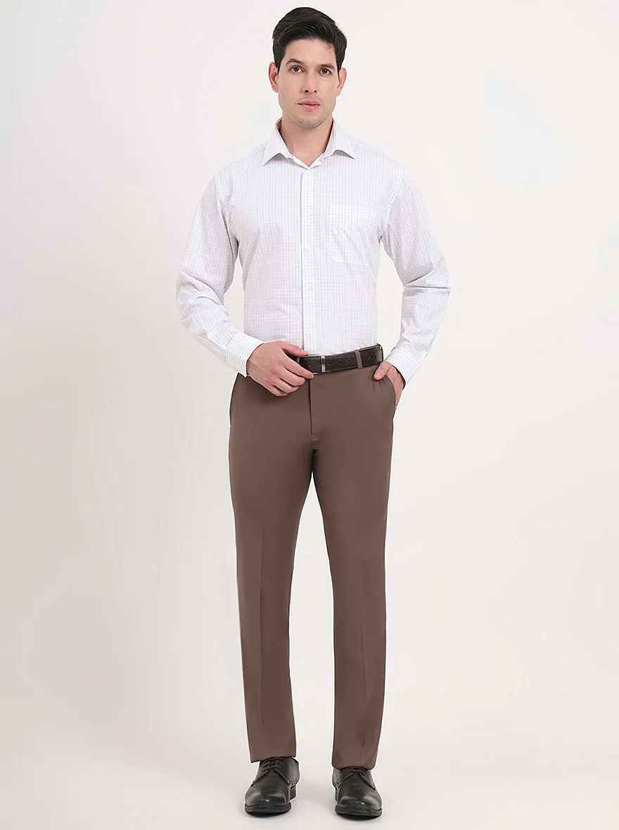 White & Blue Checked Regular Fit Formal Shirt | JadeBlue