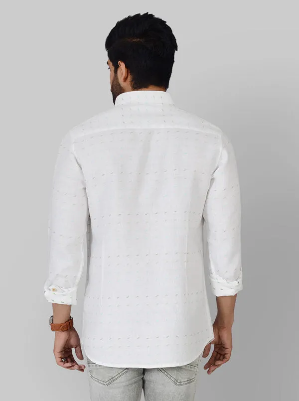 White & Blue Printed Slim Fit Casual Shirt | JadeBlue
