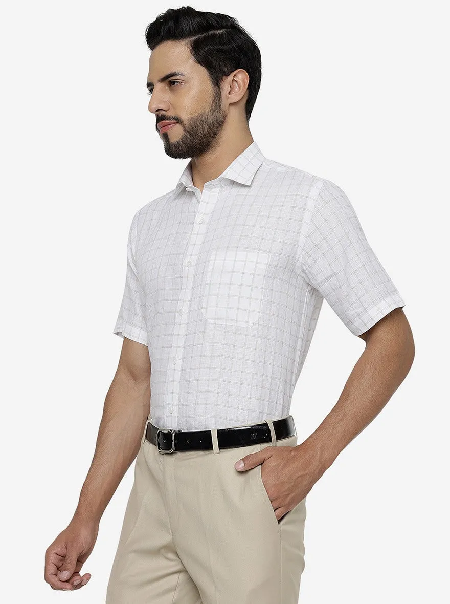 White Checked Regular Fit Formal Shirt | JadeBlue