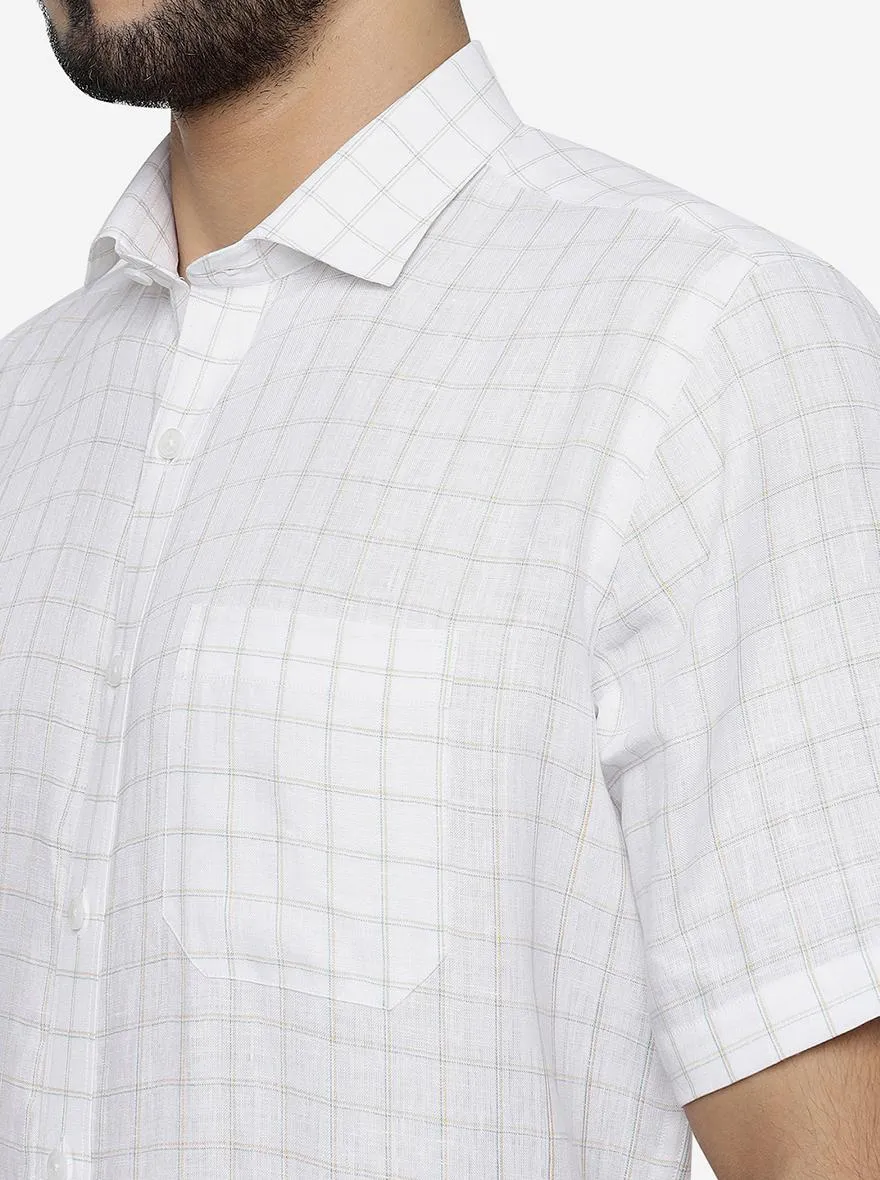 White Checked Regular Fit Formal Shirt | JadeBlue