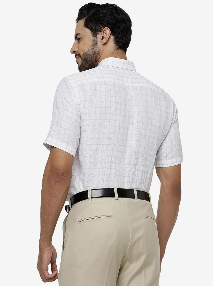 White Checked Regular Fit Formal Shirt | JadeBlue