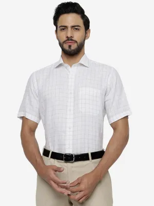 White Checked Regular Fit Formal Shirt | JadeBlue