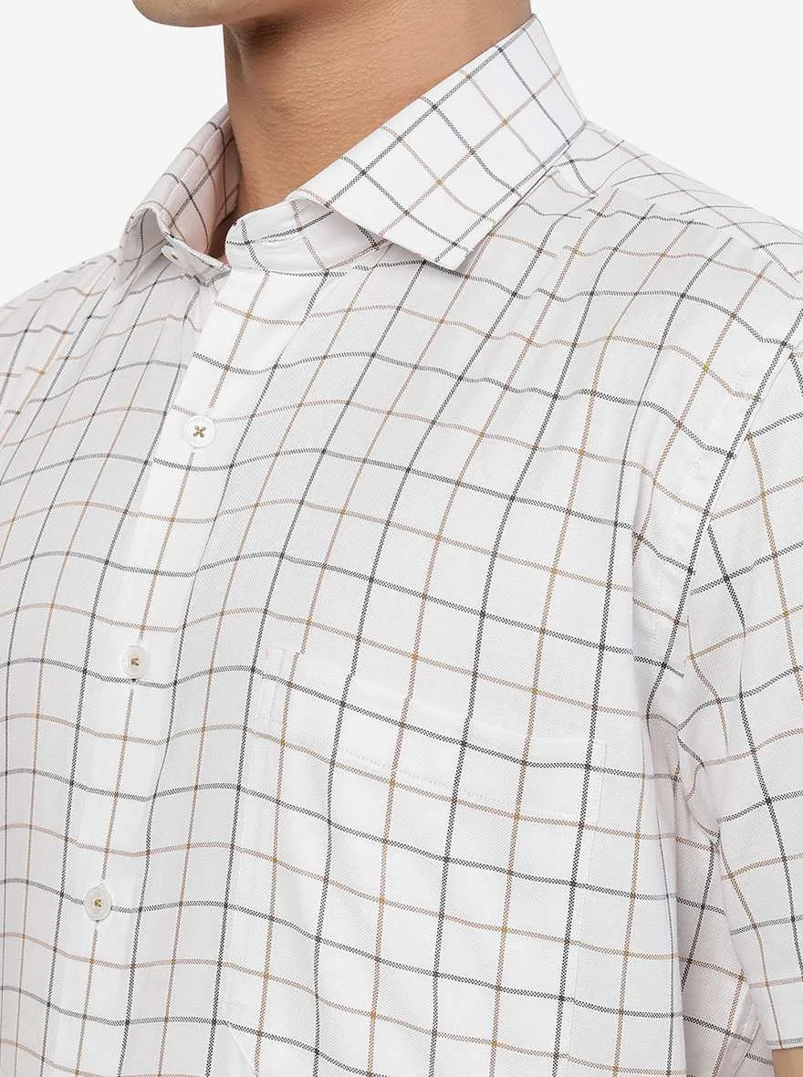 White Checked Slim Fit Formal Shirt | JadeBlue