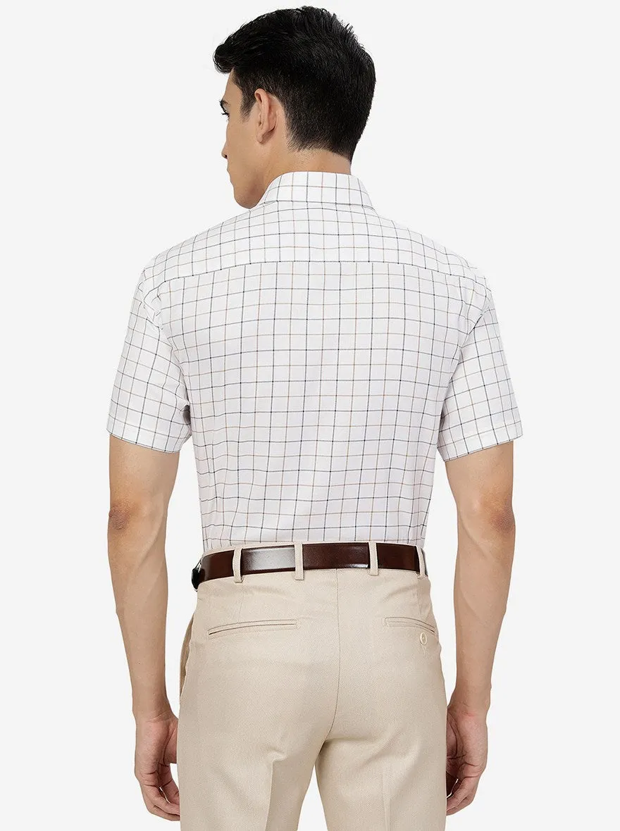 White Checked Slim Fit Formal Shirt | JadeBlue