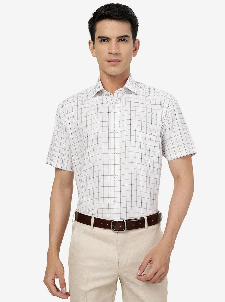 White Checked Slim Fit Formal Shirt | JadeBlue