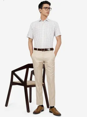 White Checked Slim Fit Formal Shirt | JadeBlue