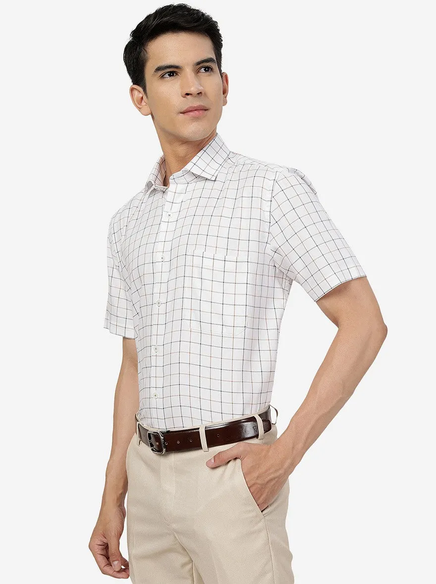 White Checked Slim Fit Formal Shirt | JadeBlue