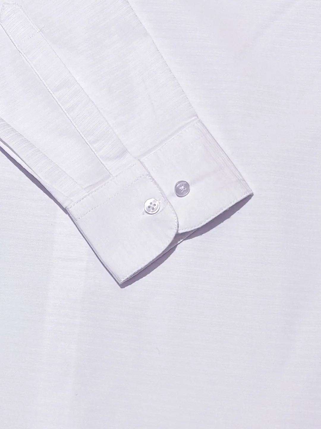 White Chinese Collar Slim Fit Shirt