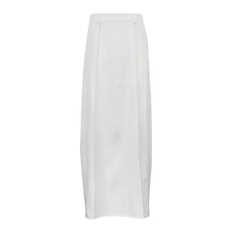 White High Waist Patchwork Long Skirt For Women Loose Casual Pocket Elegant Solid Fashion Summer Female Maxi Skirt