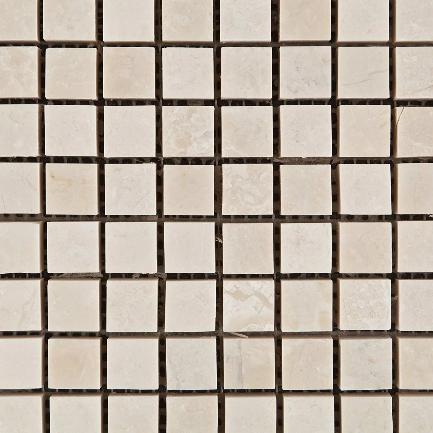 White Pearl / Botticino Marble 5/8 X 5/8 Polished Mosaic Tile - Lot of 50 Sheets