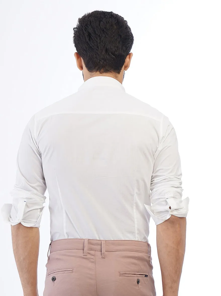 White Solid Slim Fit Casual Shirt | Greenfibre