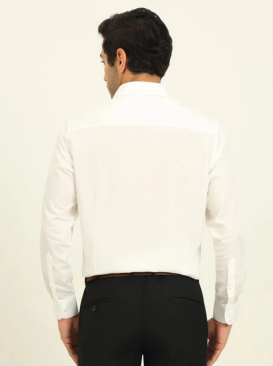 White Solid Slim Fit Formal Shirt | Metal