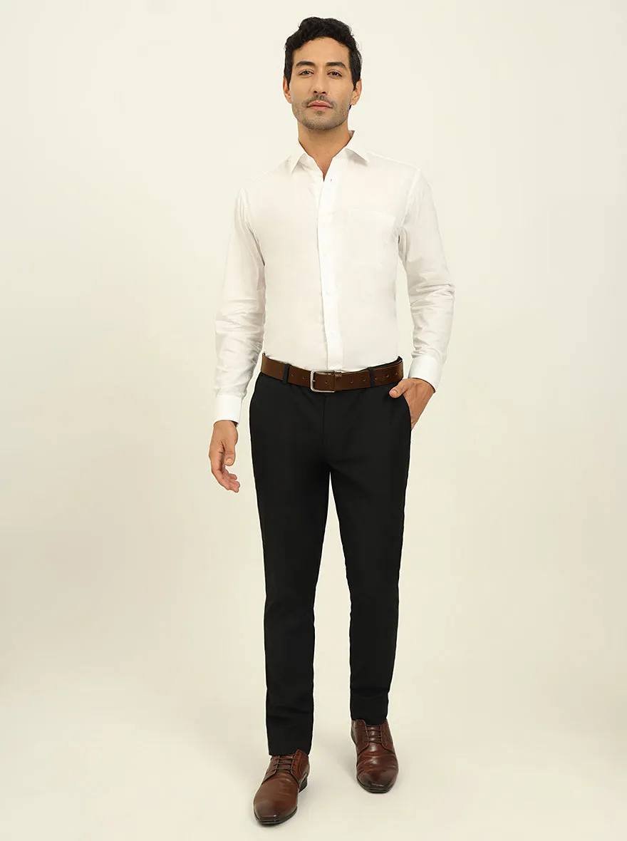 White Solid Slim Fit Formal Shirt | Metal