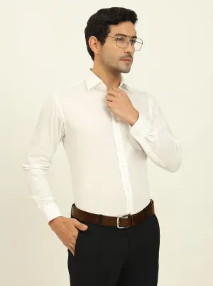 White Solid Slim Fit Formal Shirt | Metal