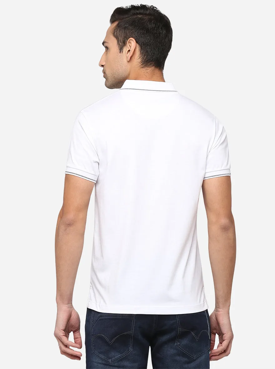 White Solid Slim Fit Polo T-Shirt | Greenfibre