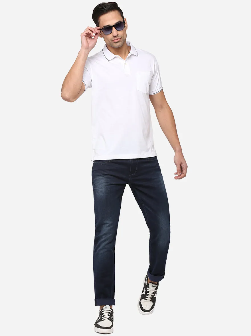 White Solid Slim Fit Polo T-Shirt | Greenfibre