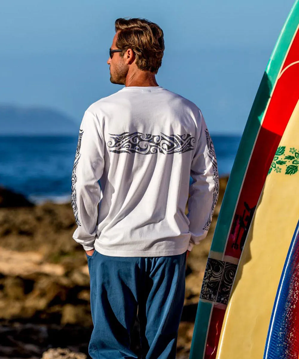 Wild Batik Band - White Long Sleeve Crewneck T-Shirt