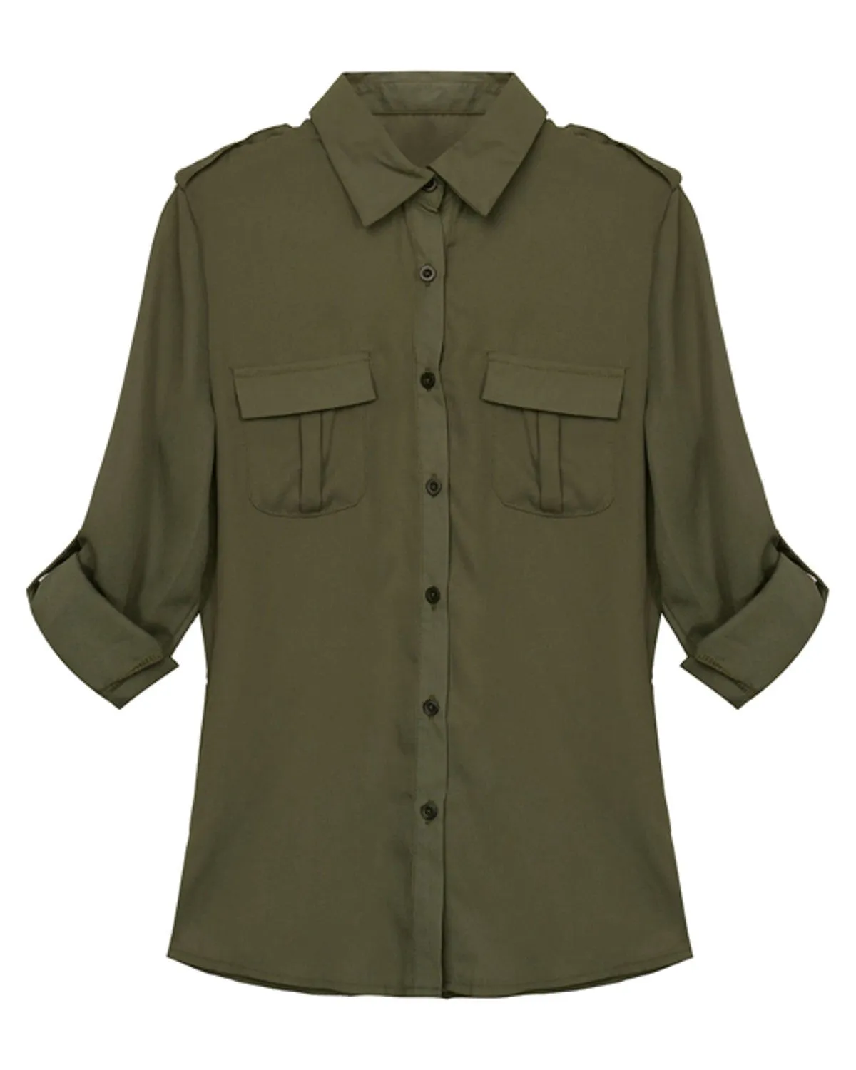 Women Button Turn-down Collar Blouse Ladies Casual Long Sleeve Pocket Solid Chiffon Shirts Tops Vintage Loose Blusas Femininas
