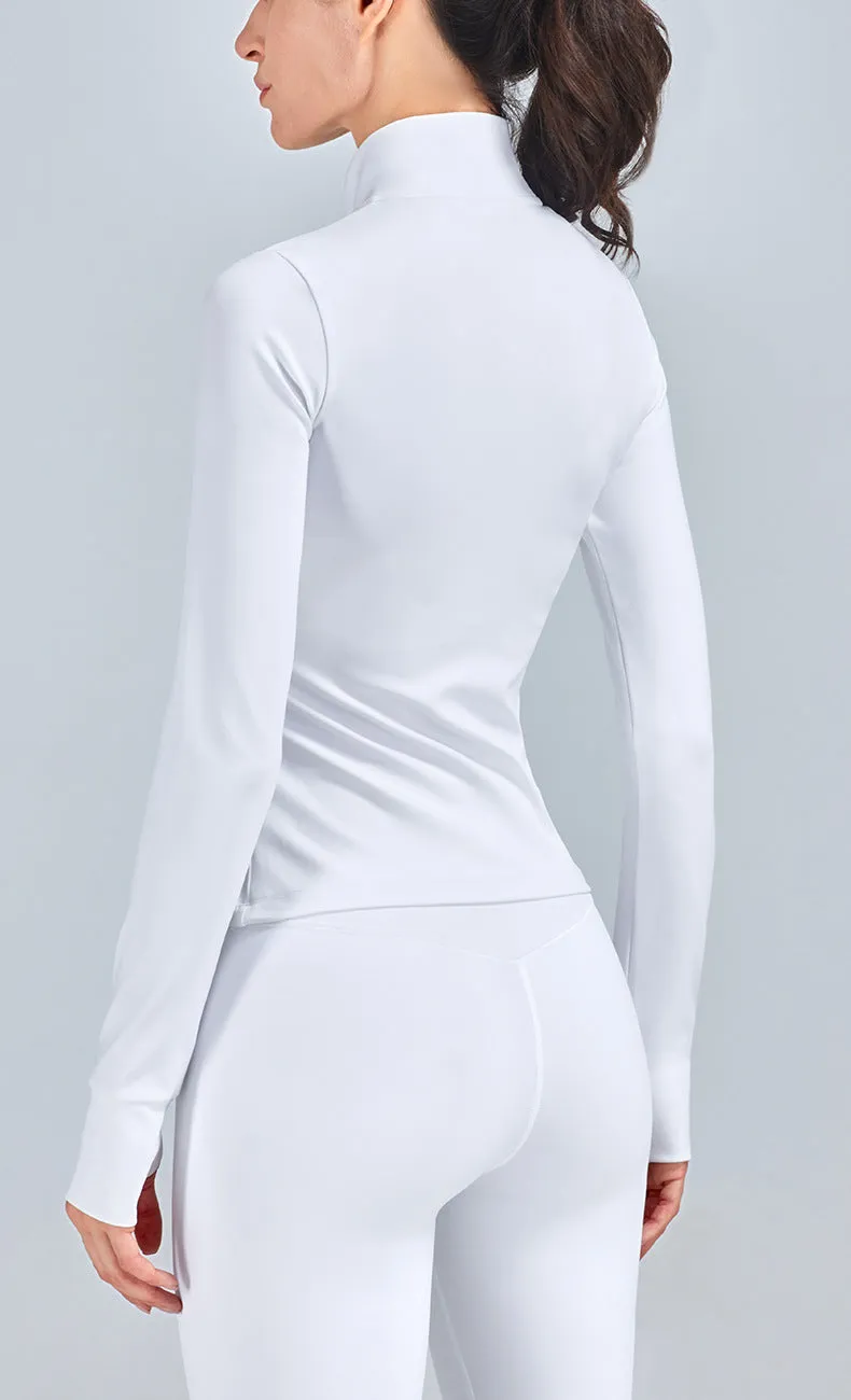 Women Gym Crop Top Jacket  and matching pants with Collar Sports Full Zipper Long Sleeve Workout Woman yoga suit