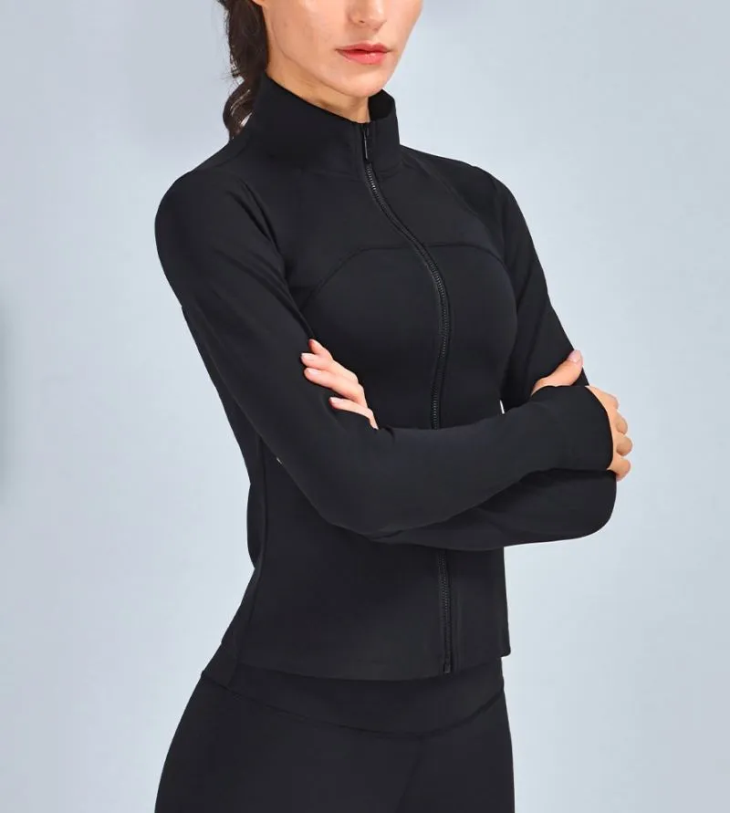 Women Gym Crop Top Jacket  and matching pants with Collar Sports Full Zipper Long Sleeve Workout Woman yoga suit