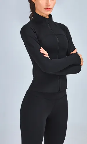 Women Gym Crop Top Jacket  and matching pants with Collar Sports Full Zipper Long Sleeve Workout Woman yoga suit